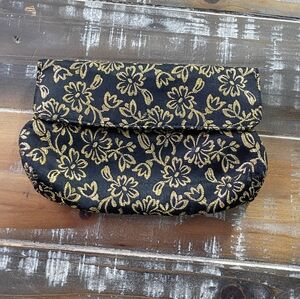 Women's Vintage Clutch Black and Gold Floral Small Courtine de Paris